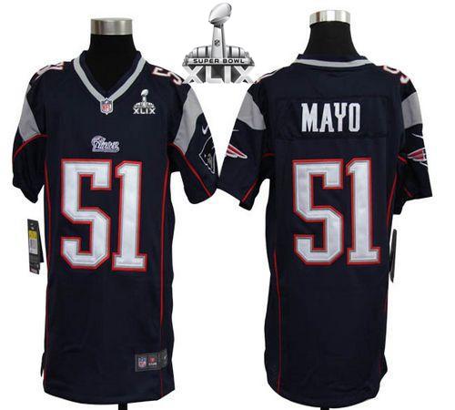 Nike Patriots 51 Mayo Blue 2015 Super Bowl XLIX Youth Game Jerseys