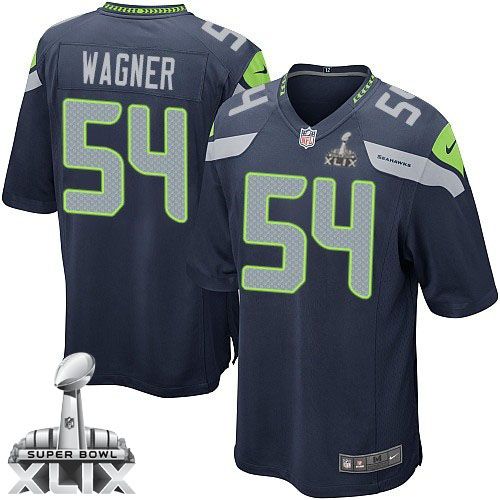 Nike Seahawks 54 Wagner Blue Game 2015 Super Bowl XLIX Jerseys