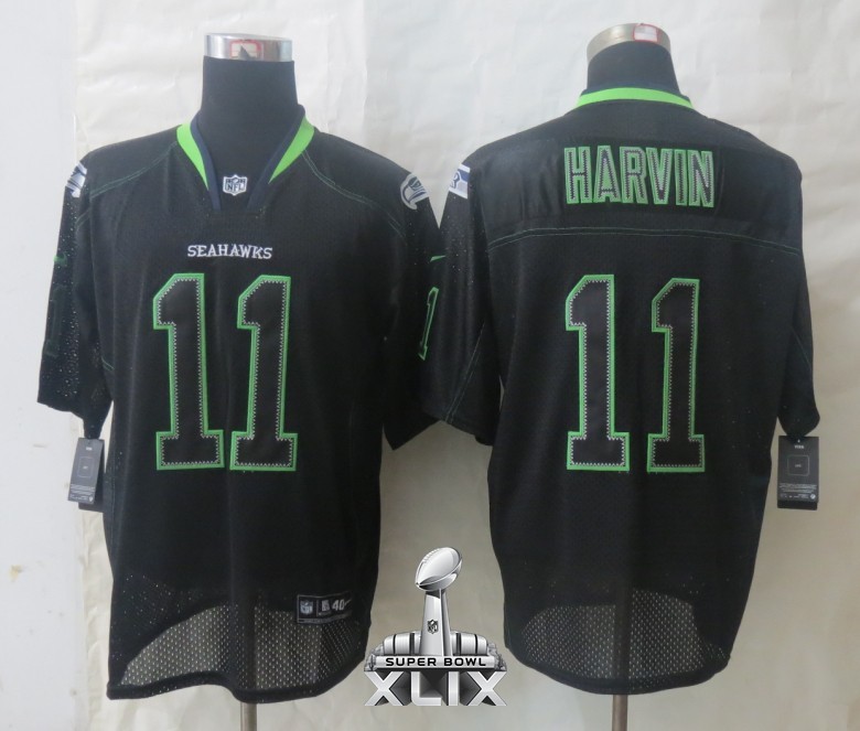 Nike Seahawks 11 Harvin Lights Out Black Elite 2015 Super Bowl XLIX Jerseys
