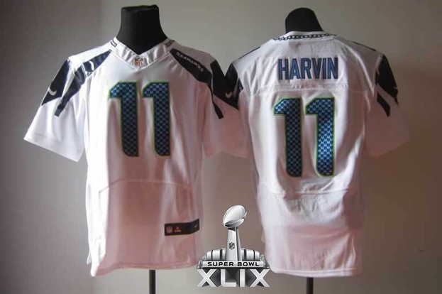 Nike Seahawks 11 Harvin White Elite 2015 Super Bowl XLIX Jerseys