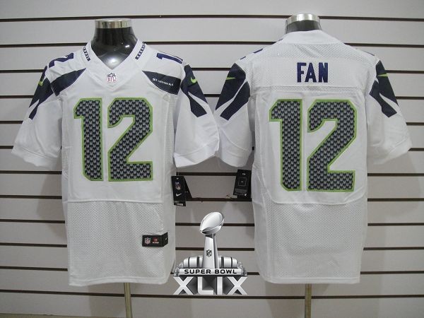 Nike Seahawks 12 Fan White Elite 2015 Super Bowl XLIX Jerseys