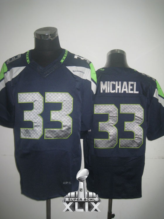 Nike Seahawks 33 Michael Blue Elite 2015 Super Bowl XLIX Jerseys