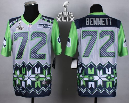 Nike Seahawks 72 Bennett Noble Elite 2015 Super Bowl XLIX Jerseys