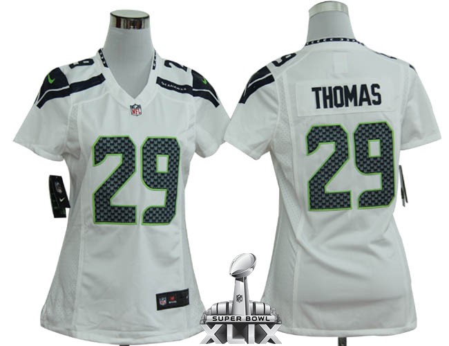Nike Seahawks 29 Thomas White Women Game 2015 Super Bowl XLIX Jerseys