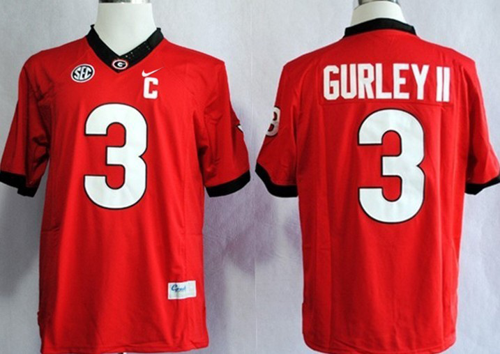 Georgia Bulldogs 3 Gurley II Red College Jerseys