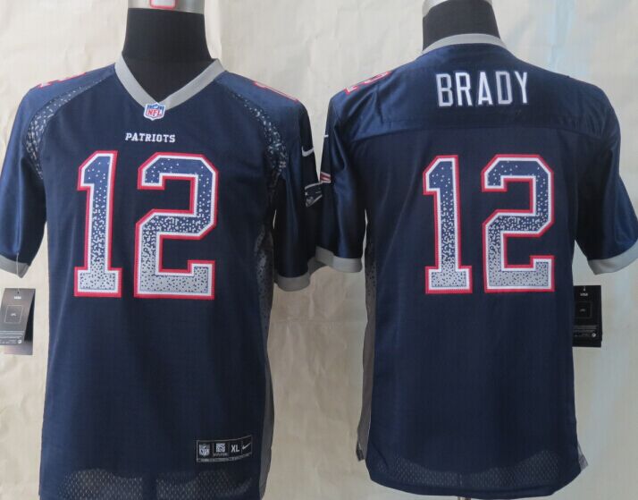 Nike Patriots 12 Brady Blue Drift Fashion Youth Jerseys