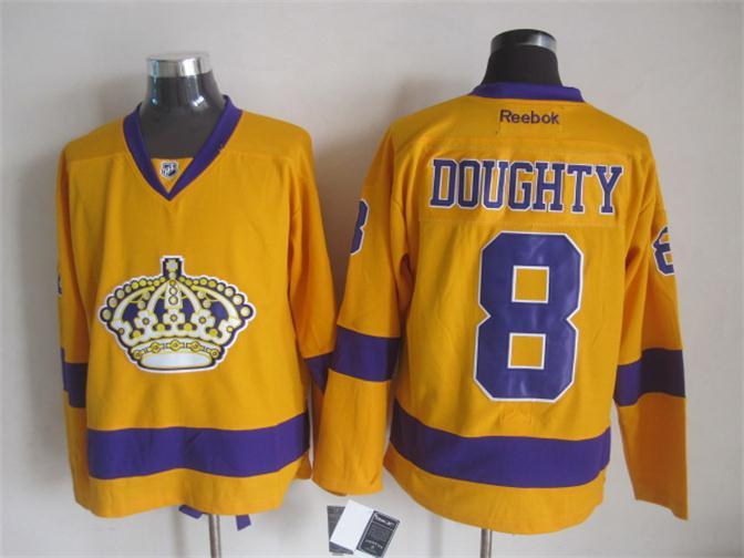 Kings 8 Doughty Yellow Vintage Throwback Jerseys