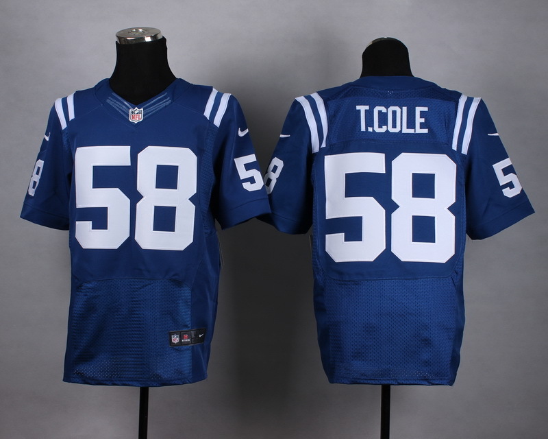 Nike Colts 58 T.Cole Blue Elite Jerseys