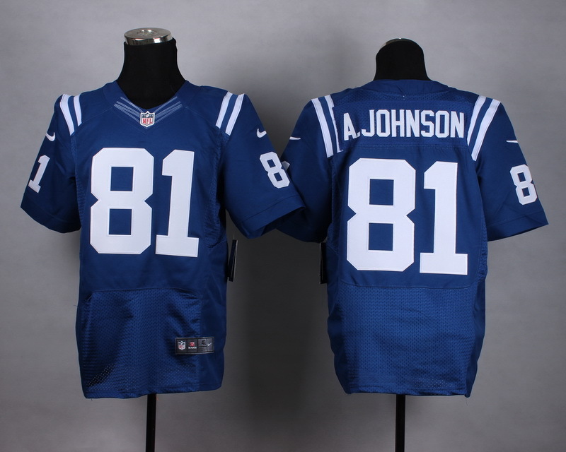 Nike Colts 81 A.Johnson Blue Elite Jerseys