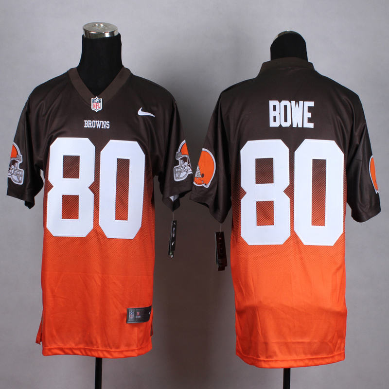 Nike Browns 80 Dwayne Bowe Brown And Orange Drift II Elite Jerseys