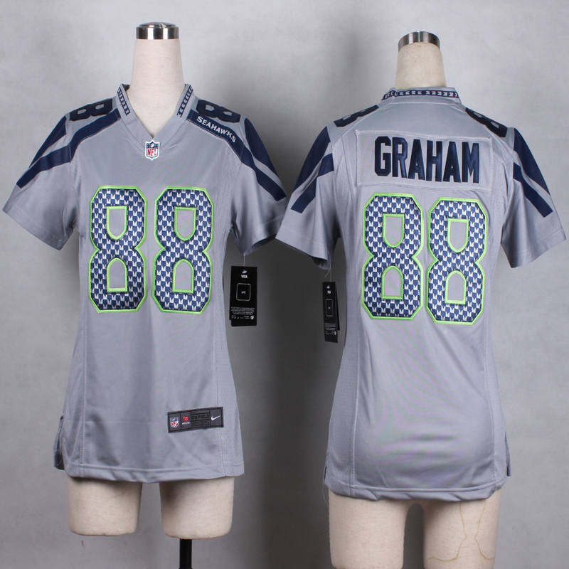 Nike Seahawks 88 Jimmy Graham Grey Women Game Jerseys