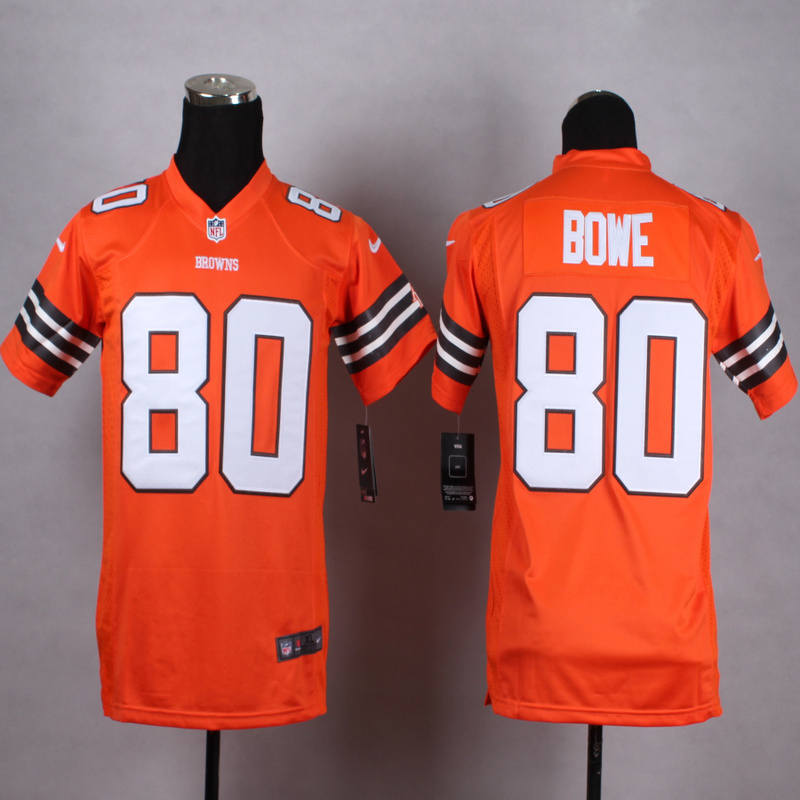 Nike Browns 80 Dwayne Bowe Orange Youth Game Jerseys