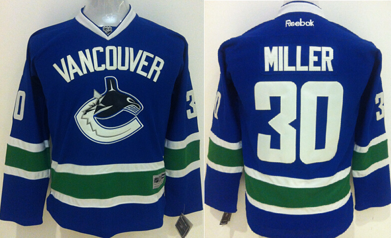 Canucks 30 Miller Blue Youth Jersey