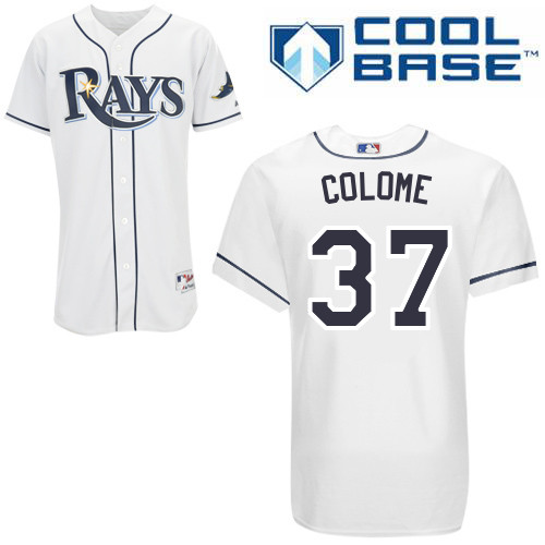 Rays 37 Colome White Cool Base Jerseys