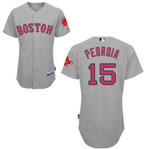 Red Sox 15 Dustin Pedroia Grey Cool Base Jerseys