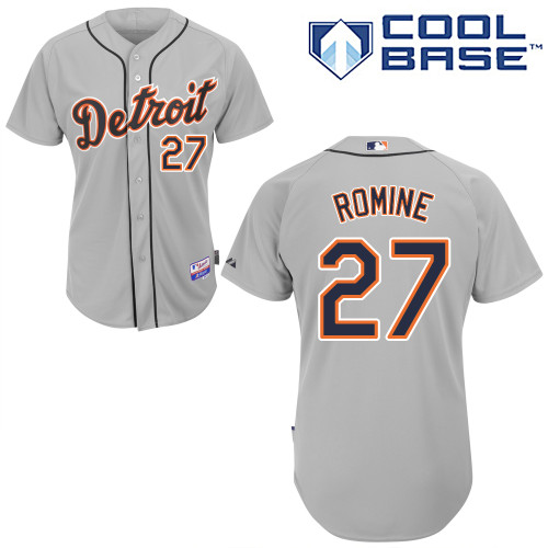 Tigers 27 Andrew Romine Grey Cool Base Jerseys