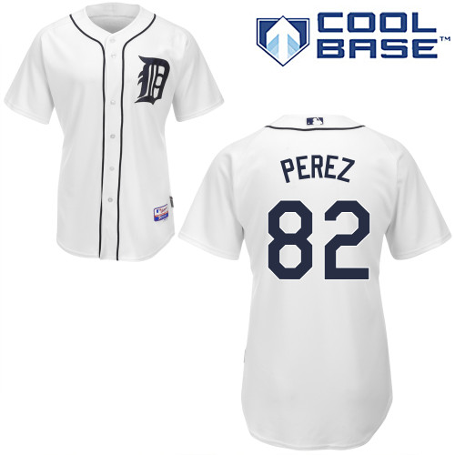 Tigers 82 Arvicent Perez White Cool Base Jerseys