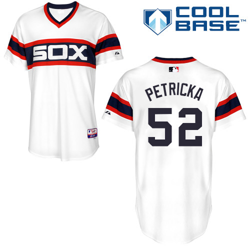 White Sox 52 Petricka White Cool Base Jerseys