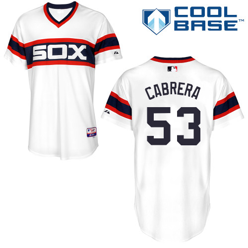 White Sox 53 Cabrera White Cool Base Jerseys