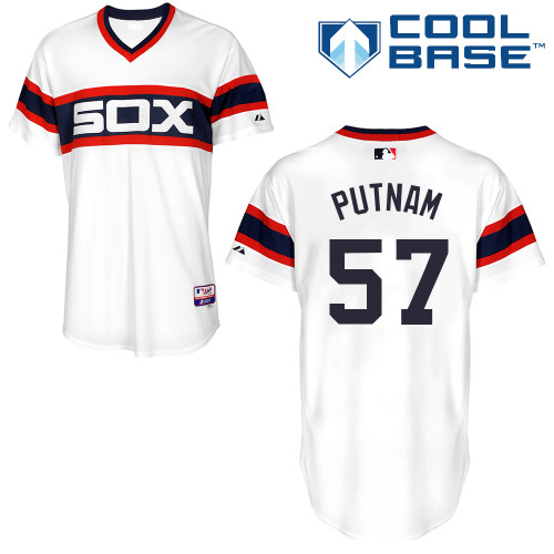 White Sox 57 Putnam White Cool Base Jerseys