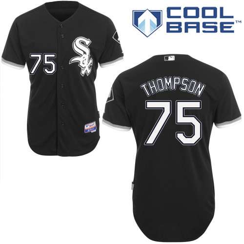 White Sox 75 Thompson Black Cool Base Jerseys