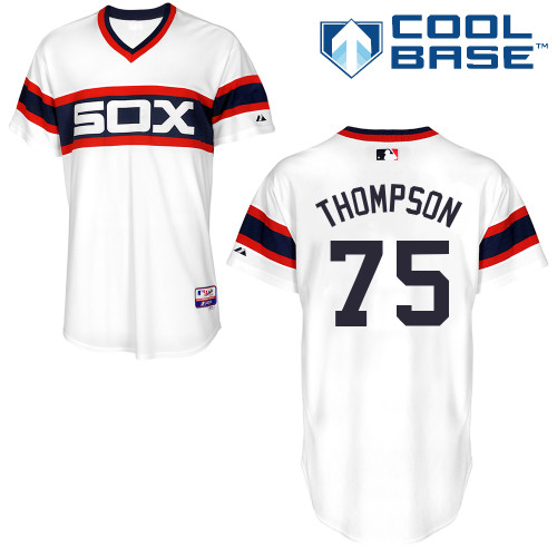 White Sox 75 Thompson White Cool Base Jerseys