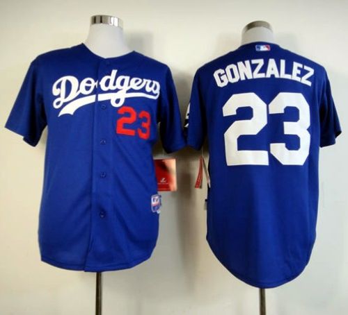 Dodgers 23 Gonzalez Blue Cool Base Jersey
