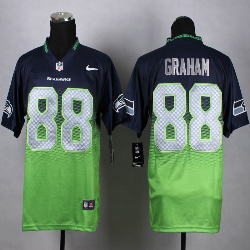 Nike Seahawks 88 Jimmy Graham Blue And Green Drift Fashion II Elite Jersey