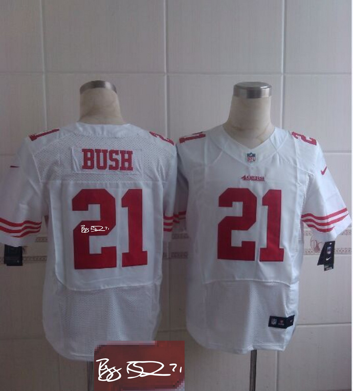 Nike 49ers Reggie Bush White Elite Signature Edition Jerseys