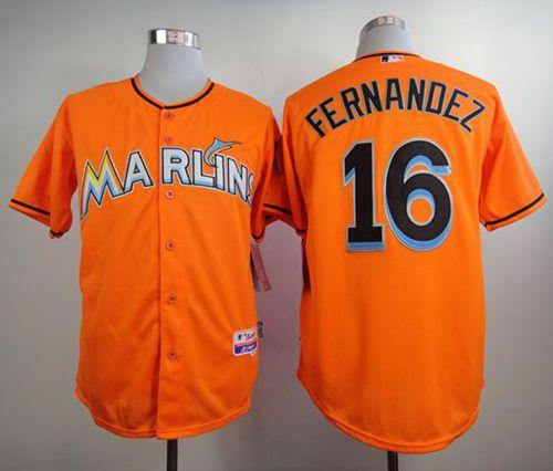 Marlins 16 Fernandez Orange Cool Base Jerseys