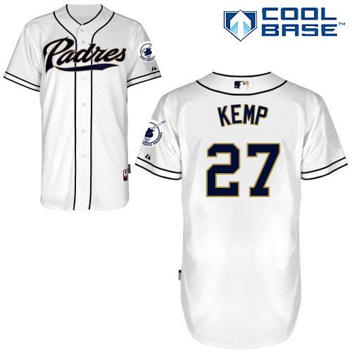 Padres 27 Matt Kemp White Cool Base Jerseys
