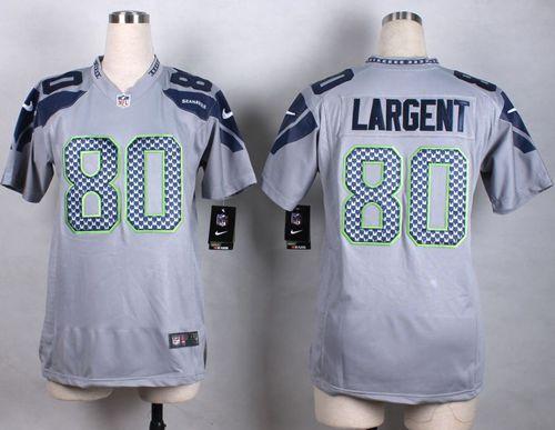 Nike Seahawks 80 Steve Largent Grey Women Game Jersey