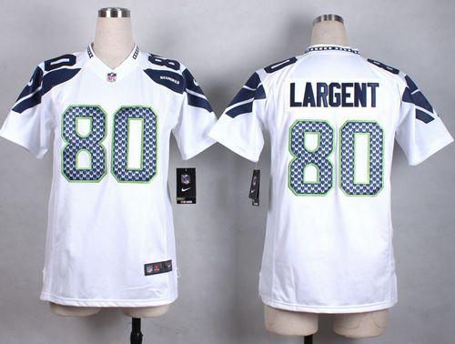 Nike Seahawks 80 Steve Largent White Women Game Jersey