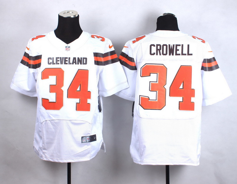 Nike Browns 34 Isaiah Crowell White Elite Jersey