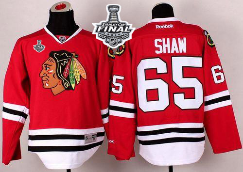 Blackhawks 65 Andrew Shaw Red 2015 Stanley Cup Jersey