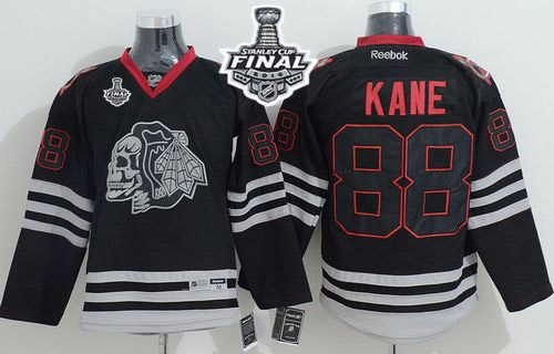 Blackhawks 88 Patrick Kane Black Ice 2015 Stanley Cup Jersey
