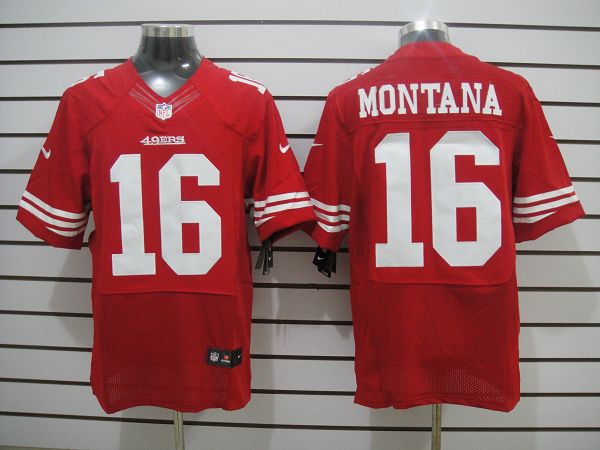 Nike 49ers 16 Montana Red Elite Big Size Jersey