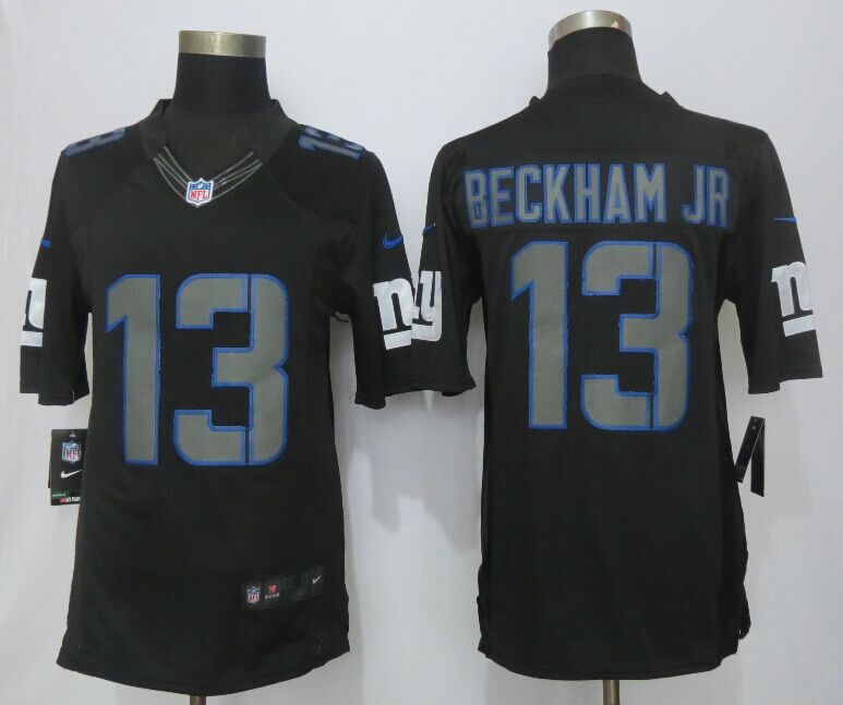 Nike Giants 13 Beckham Jr Black Impact Limited Jersey