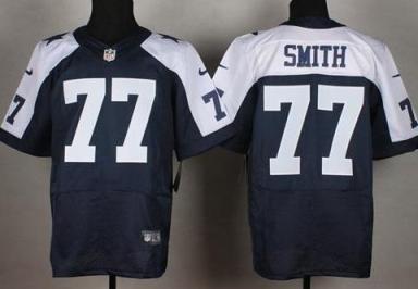 Nike Cowboys 77 Tyron Smith Blue Throwback Elite Jersey