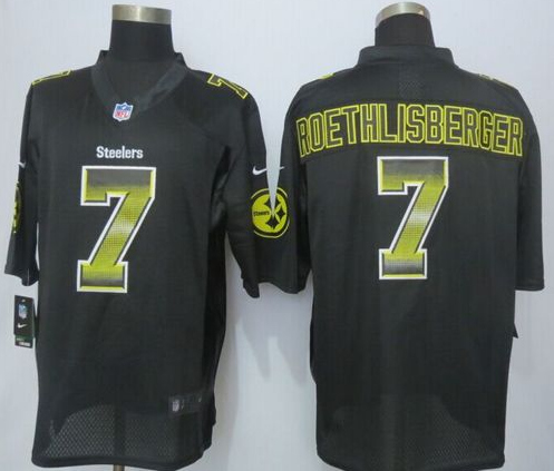 Nike Steelers 7 Ben Roethlisberger Black Pro Line Fashion Strobe Jersey