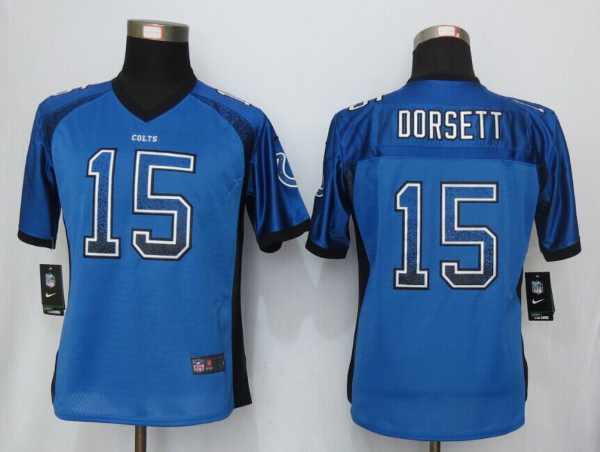 Nike Colts 15 Phillip Dorsett Blue Drift Fashion Women Jersey