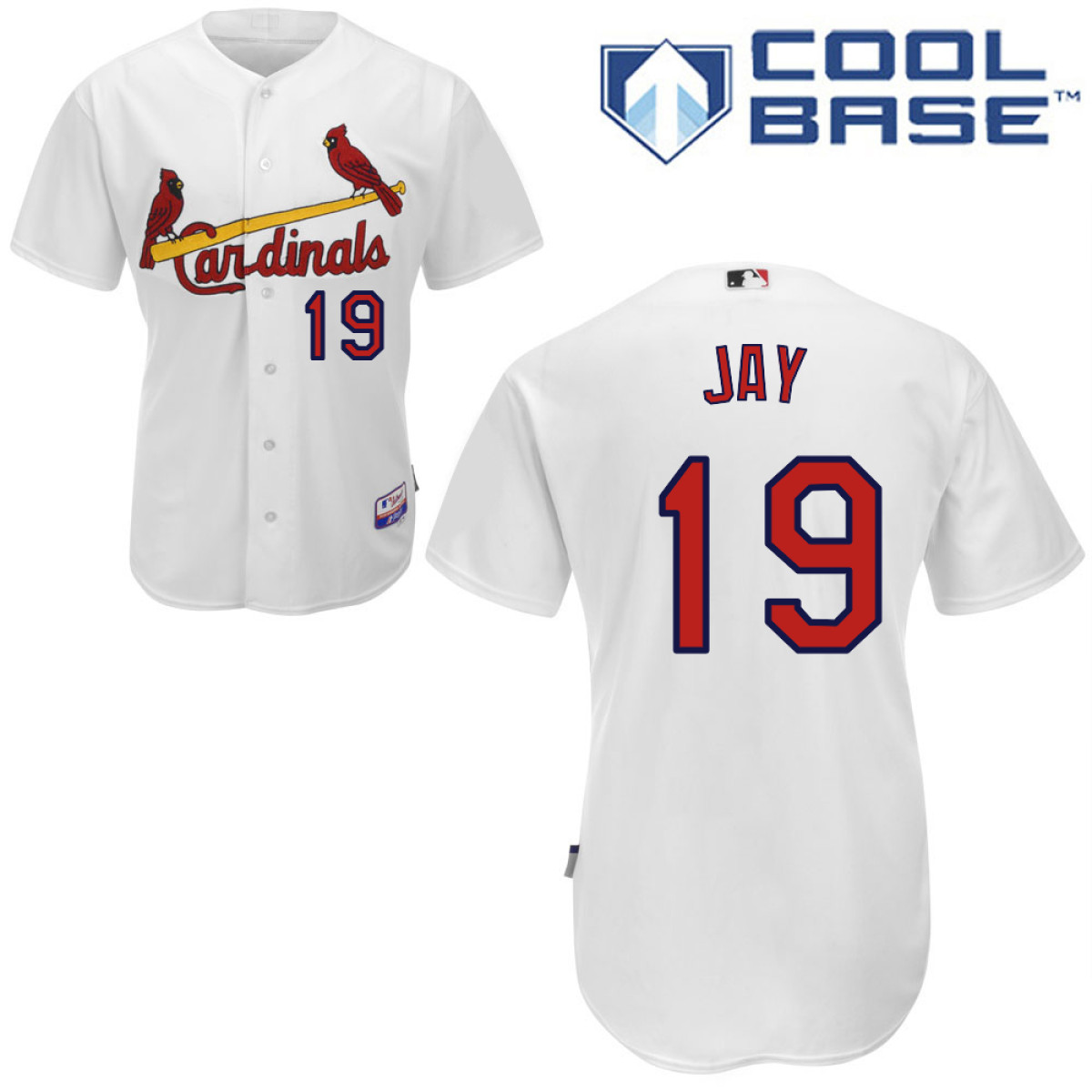 Cardinals 19 Jon Jay White Cool Base Jersey
