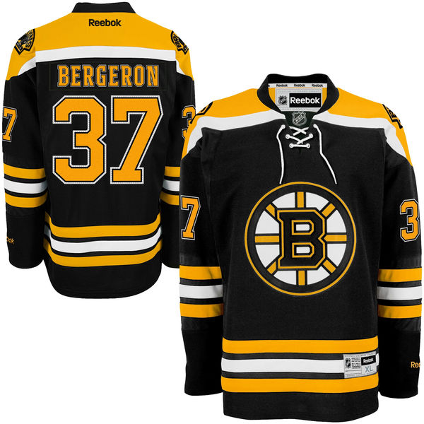 Bruins 37 Patrice Bergeron Black Reebok Jersey