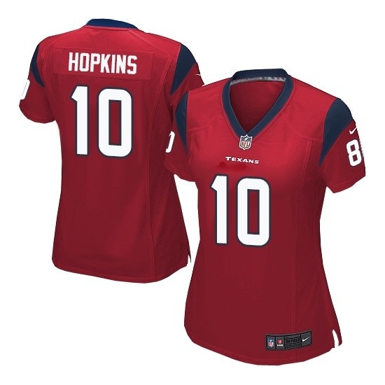 Nike Texans 10 DeAndre Hopkins Red Women Game Jersey