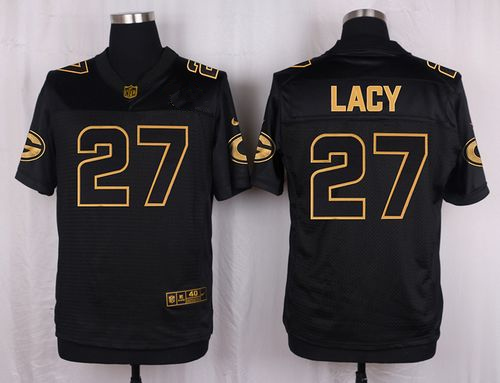 Nike Packers 27 Eddie Lacy Pro Line Black Gold Collection Elite Jersey