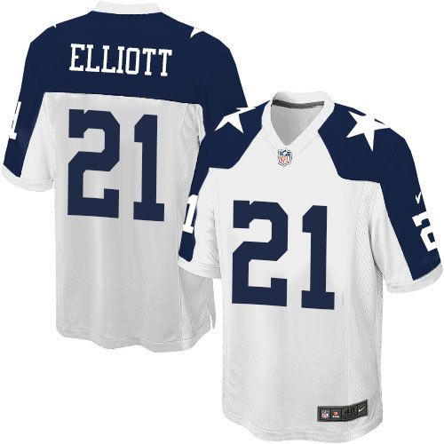 Nike Cowboys 21 Ezekiel Elliott White Throwback Elite Jersey
