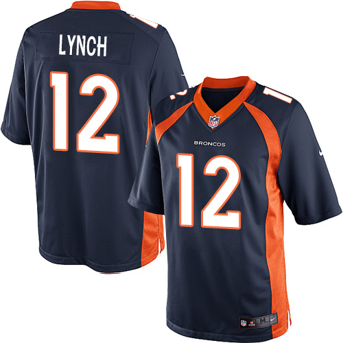 Nike Broncos 12 Paxton Lynch Blue Youth Game Jersey