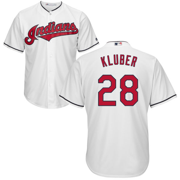 Indians 28 Corey Kluber White Youth New Cool Base Jersey
