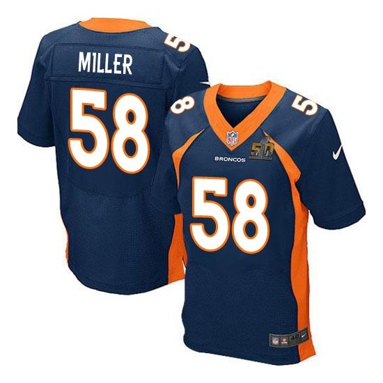 Nike Broncos 58 Von Miller Blue Super Bowl 50 Elite Jersey