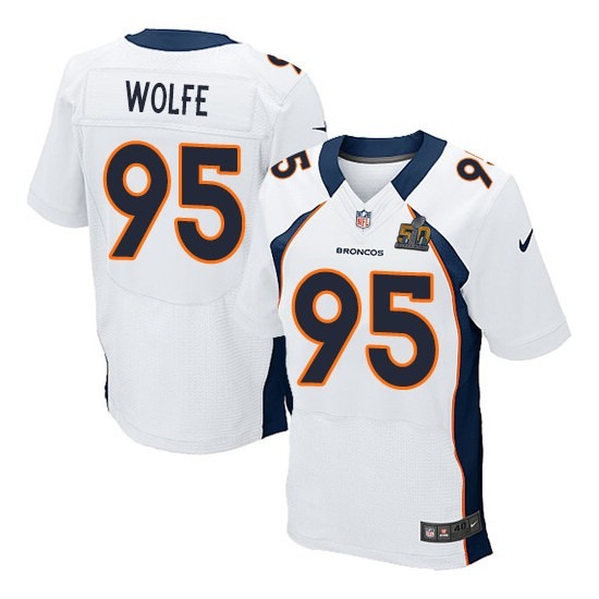 Nike Broncos 95 Derek Wolfe White Super Bowl 50 Elite Jersey